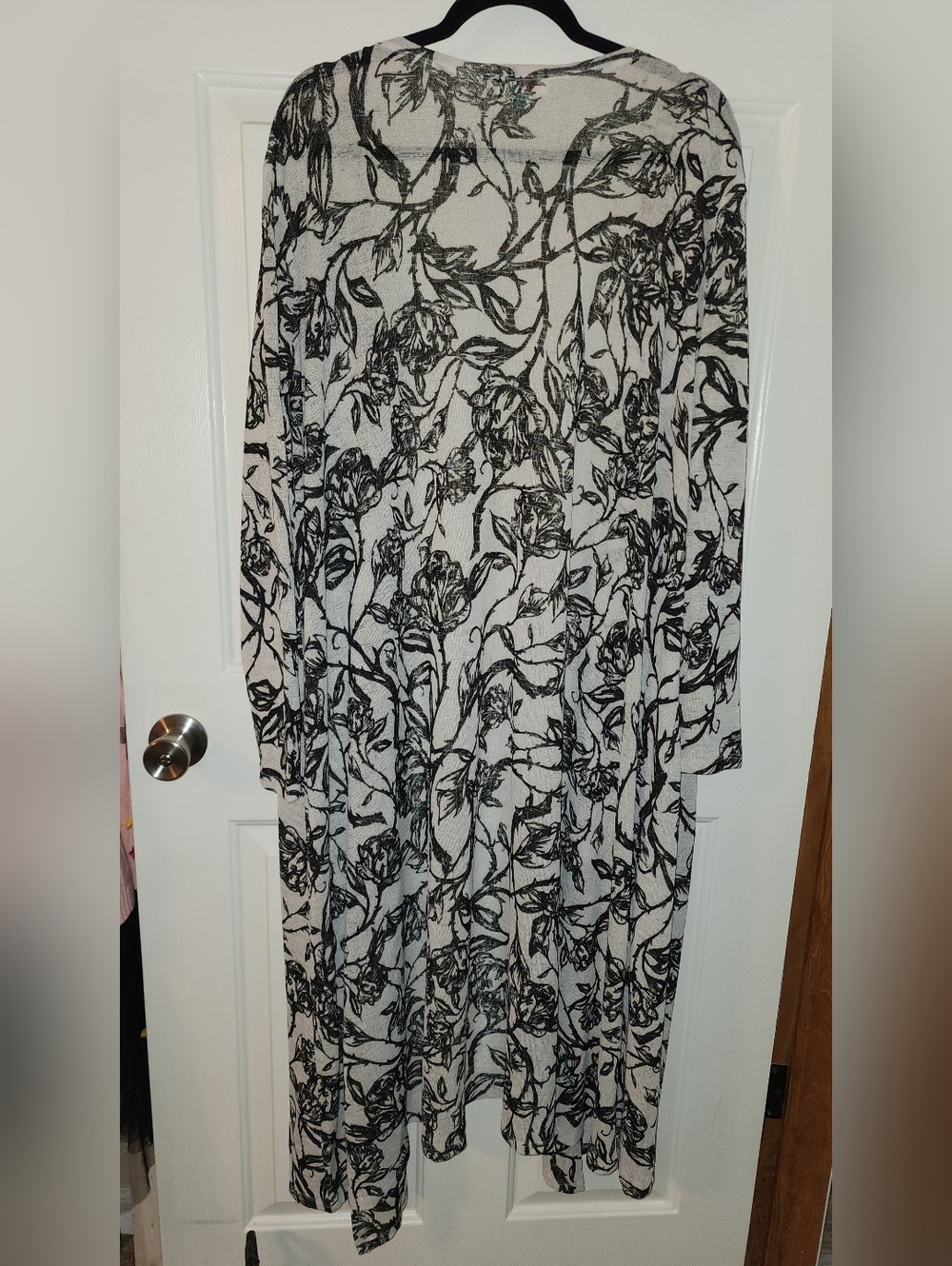 LuLaRoe Black and White Floral Duster Cardigan